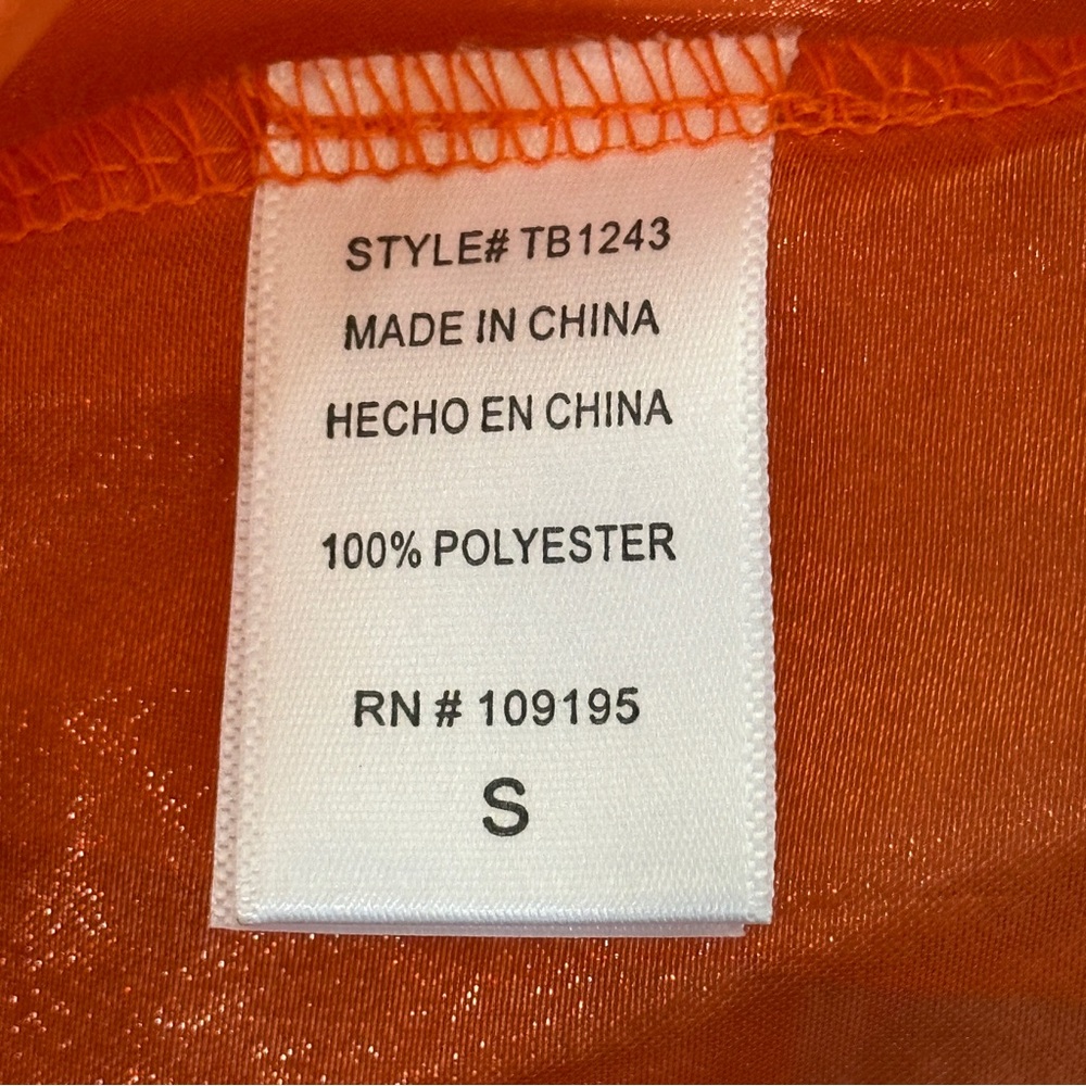 Love J Button Down Organza Top Womens S Orange Sheer Puff Sleeve Retro Festival - Picture 5 of 6